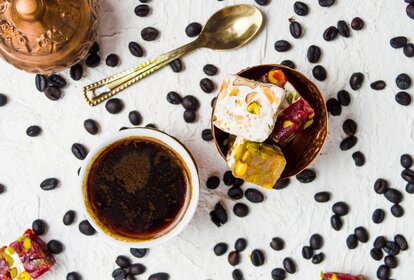 Turkish delights with coffee beans