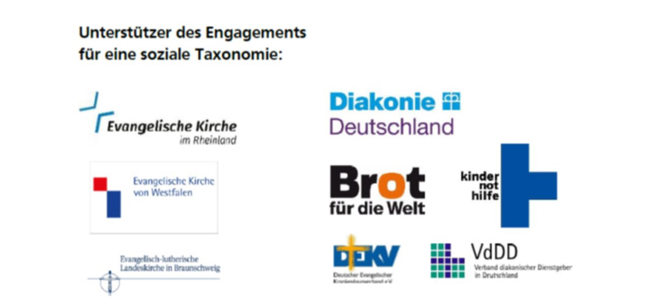 Logos der Unterstützer des Engagements für eine soziale Taxonomie