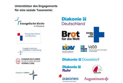 Logos der Unterstützer des Engagements für eine soziale Taxonomie